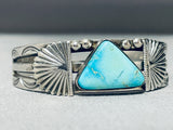 Rare Turquoise Vintage Native American Navajo Easter Blue Sterling Silver Flank Bracelet-Nativo Arts