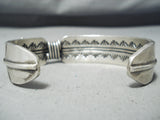 Outstanding Native American Navajo Sleeping Beauty Sterling Silver Feather Bracelet-Nativo Arts