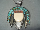Native American Important Francisco Gomez Turquoise Coral Sterling Silver Chief Necklace-Nativo Arts