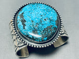 Ocean Boulder Turquoise Native American Navajo Sterling Silver Heavy Bracelet-Nativo Arts