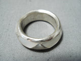 Marvelous Vintage Native American Navajo Mother Of Pearl Inlay Sterling Silver Ring-Nativo Arts