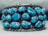 Chee Rare Huge Heavy Vintage Native American Navajo Turquoise Sterling Silver Bracelet-Nativo Arts