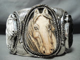 Native American Best Huge Heavy Hand Carved Horse Sterling Silver Bracelet Cuff-Nativo Arts