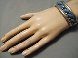 Rare Roy Begay Vintage Native American Navajo Slanted Lapis Sterling Silver Bracelet-Nativo Arts