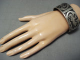 Incredible Detail!! Vintage Native American Navajo Double Kachina Sterling Silver Bracelet-Nativo Arts
