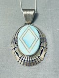 Striking Native American Navajo Blue Gem Turquoise Sterling Silver Necklace-Nativo Arts
