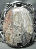 Huge Frog Vintage Native American Navajo Agate Sterling Silver Bracelet Cuff-Nativo Arts