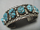 Chunky Chunky! Vintage Navajo Turquoise Native American Sterling Silver Bracelet-Nativo Arts