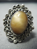 Incredible Vintage Navajo Tigers Eye Sterling Silver Ring Native American Old-Nativo Arts