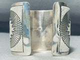 Huge Concho Native American Navajo Hand Tooled Sterling Silver Bracelet Cuff-Nativo Arts