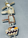 Important Vintage Native American Navajo Rug Sterling Silver Inlay Squash Blossom Necklace-Nativo Arts