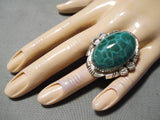 One Of The Most Protruding Agate Sterling Silver Native American Navajo Ring-Nativo Arts