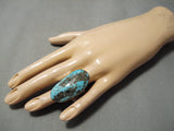 One Of The Biggest Huge Native American Navajo Persin Turquoise Sterling Silver Ring-Nativo Arts