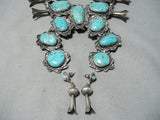 Women's Vintage Native American Navajo Huge Turquoise Sterling Silver Squash Bloossom Necklace-Nativo Arts