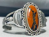 Very Old Thicker Vintage Native American Navajo Petrified Wood Sterling Silver Bracelet-Nativo Arts