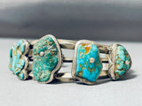 Herm Smith Vintage Native American Navajo 5 Royston Cerrillos Turquoise Sterling Silver Bracelet-Nativo Arts