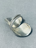 Dynamic Adjustable Vintage Native American Navajo Jet Sterling Silver Ring Signed-Nativo Arts