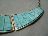 Important 14k Gold Vintage Native American Navajo Don Juan Apache Turquoise Necklace Old-Nativo Arts