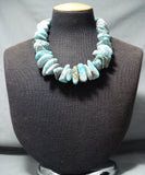 380 grams Native American Navajo Turquoise Nuggets Sterling Silver Necklace-Nativo Arts