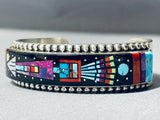 Important Native American Navajo And Apache Turquoise Space Kachina Sterling Silver Bracelet-Nativo Arts