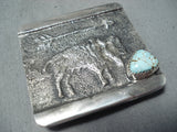 Impressive San Felipe 8 Turquoise Sterling Silver Buffalo Buckle-Nativo Arts