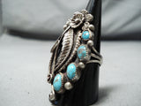 Impressive Vintage Native American Navajo Kingman Turquoise Sterling Silver Ring Old-Nativo Arts