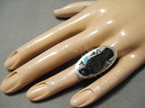 Important Inlay Master Zuni Native American Bird Sterling Silver Ring-Nativo Arts