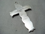 Marvelous Zuni Turquoise Sterling Silver Cross Pendant Native American-Nativo Arts