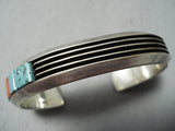 Signed Larry B Vintage Native American Navajo Spiderweb Turquoise Sterling Silver Bracelet-Nativo Arts