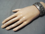 Fascinating Vintage Native American Navajo Handcarved Sterling Silver Horses Bracelet Old-Nativo Arts