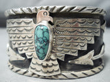 Rare San Felipe Spiderweb Turquoise Sterling Silver Eagle Bracelet-Nativo Arts