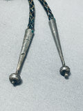 One Of The Best Vintage Native American Navajo Royston Turquoise Sterling Silver Bolo Tie-Nativo Arts