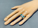 Sensational Vintage Native American Navajo Turquoise Mother Of Pearl Sterling Silver Ring-Nativo Arts