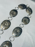 Vince Platero Vintage Native American Navajo Hand Tooled Sterling Silver Concho Belt-Nativo Arts