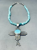 Remarkable Native American Navajo Kingman Turquoise Sterling Silver Necklace Zia-Nativo Arts