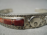 One Of Best Vintage Native American Navajo Bev Thomas Sterling Silver Inlay Bear Bracelet-Nativo Arts