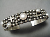 Exquisite Navajo Freshwater Pearl Sterling Silver Bracelet Native American-Nativo Arts