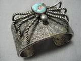 Quality Native American Sterling Silver Handmade Spider Turquoise Bracelet-Nativo Arts