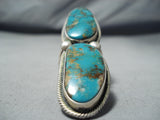 Colossal Native American Navajo Turquoise Mountain Turquoise Sterling Silver Ring-Nativo Arts