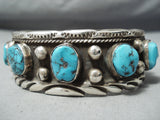 Astonishing Vintage Native American Navajo Old Kingman Turquoise Sterling Silver Bracelet-Nativo Arts