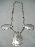 Authentic Vintage Native American Navajo Kee Joe Benally Sterling Silver Necklace-Nativo Arts