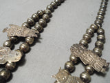 Intricate!! Vintage Native American Navajo Kachina Sterling Silver Squash Blossom Necklace Old-Nativo Arts