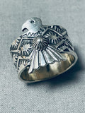 Phenomenal Native American Navajo Signed Sterling Silver Thunderbird Ring-Nativo Arts