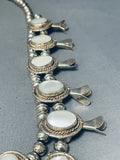 Authentic Vintage Native American Navajo Pearl Sterling Silver Squash Blossom Necklace-Nativo Arts