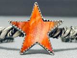 Native American One Of The Most Unique Vintage Navajo Star Shell Sterling Silver Bracelet-Nativo Arts