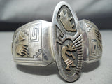 Important Vintage Native American Navajo Hy Craig 14k Gold Sterling Silver Bracelet Old-Nativo Arts