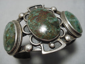 One Of The Best Vintage Native American Navajo Variscite Sterling Silver Bracelet Old-Nativo Arts