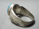 Important Vintage Native American Navajo Blue Gem Turquoise Sterling Silver Ring-Nativo Arts