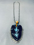 Flute Dancer Native American Navajo Turquoise Kachina Sterling Silver Necklace-Nativo Arts