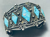 Best Vintage Native American Navajo Diamond Turquoise Sterling Silver Bracelet-Nativo Arts